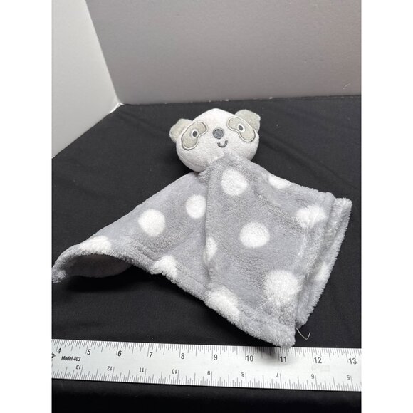 Cudlie Baby Panda Security Blanket Gray & White Polka Dot 100% Polyester Made In - Picture 1 of 5